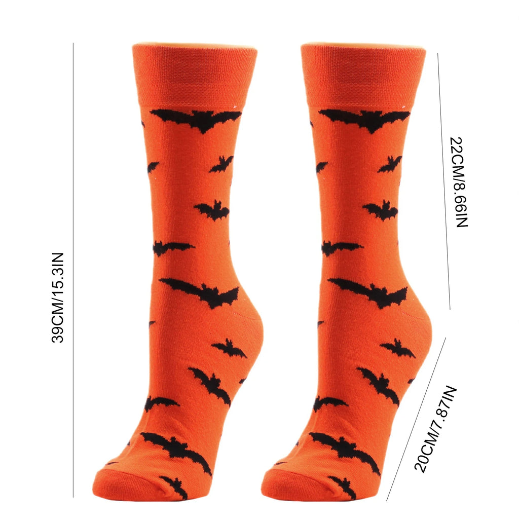 Halloween Socks Men Socks Pumpkin Devil Socks Cotton Socks Women Socks Wear-resistant Cartoon Socks Bat Socks