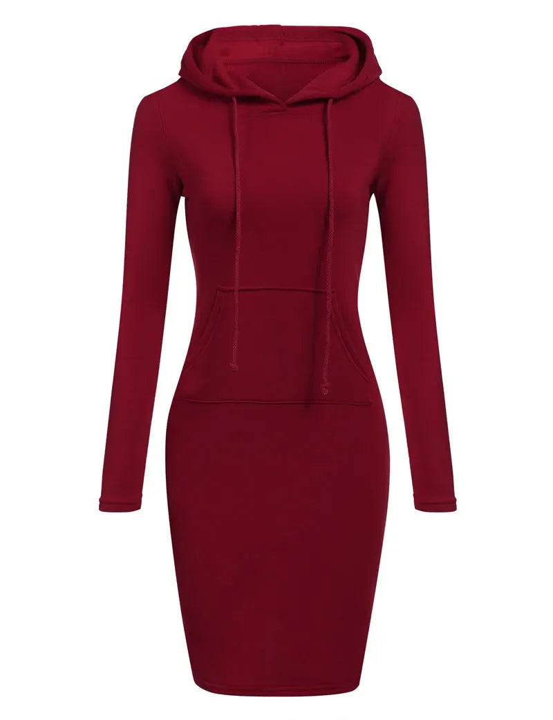 Ladies Autumn Attire Women's Hooded Dresses Hoodie - Style Sweatshirt Dresses for Women Tops in Ladies Clothing
