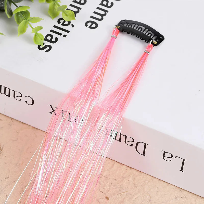 Hair Tinsel Glitter Braids High Temperature Fiber Bling Women's Tinsel Hair Strands In Braiders French Twist Hair Accessories
