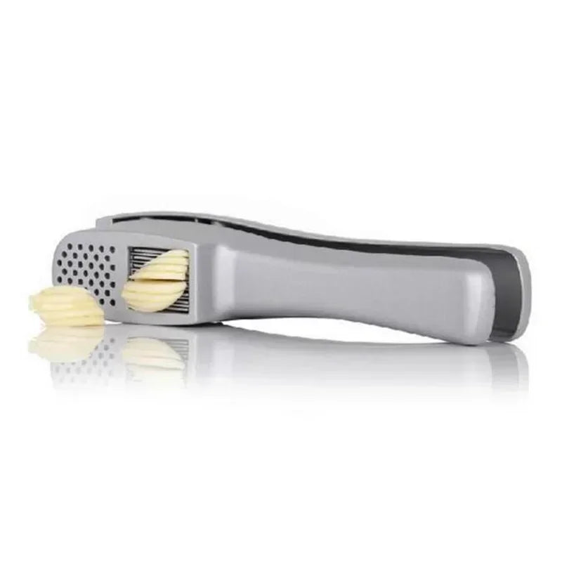 Garlic Press & Slicer 2 in 1 - Aluminium Garlic & Ginger Mincer and Slicer - with Slicing and Grinding - Kitchen Cooking Tools