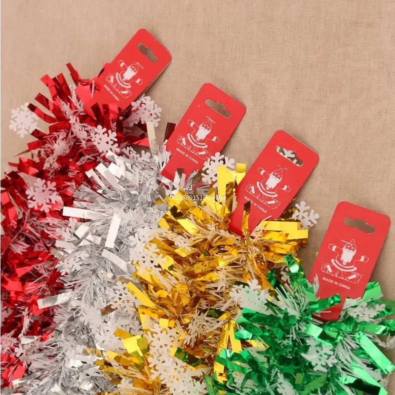180cm Christmas Tinsel Ribbon Garland Gold Silver Color Decorative Tinsel Strips Home Wedding Birthday Party Wall Door Decor