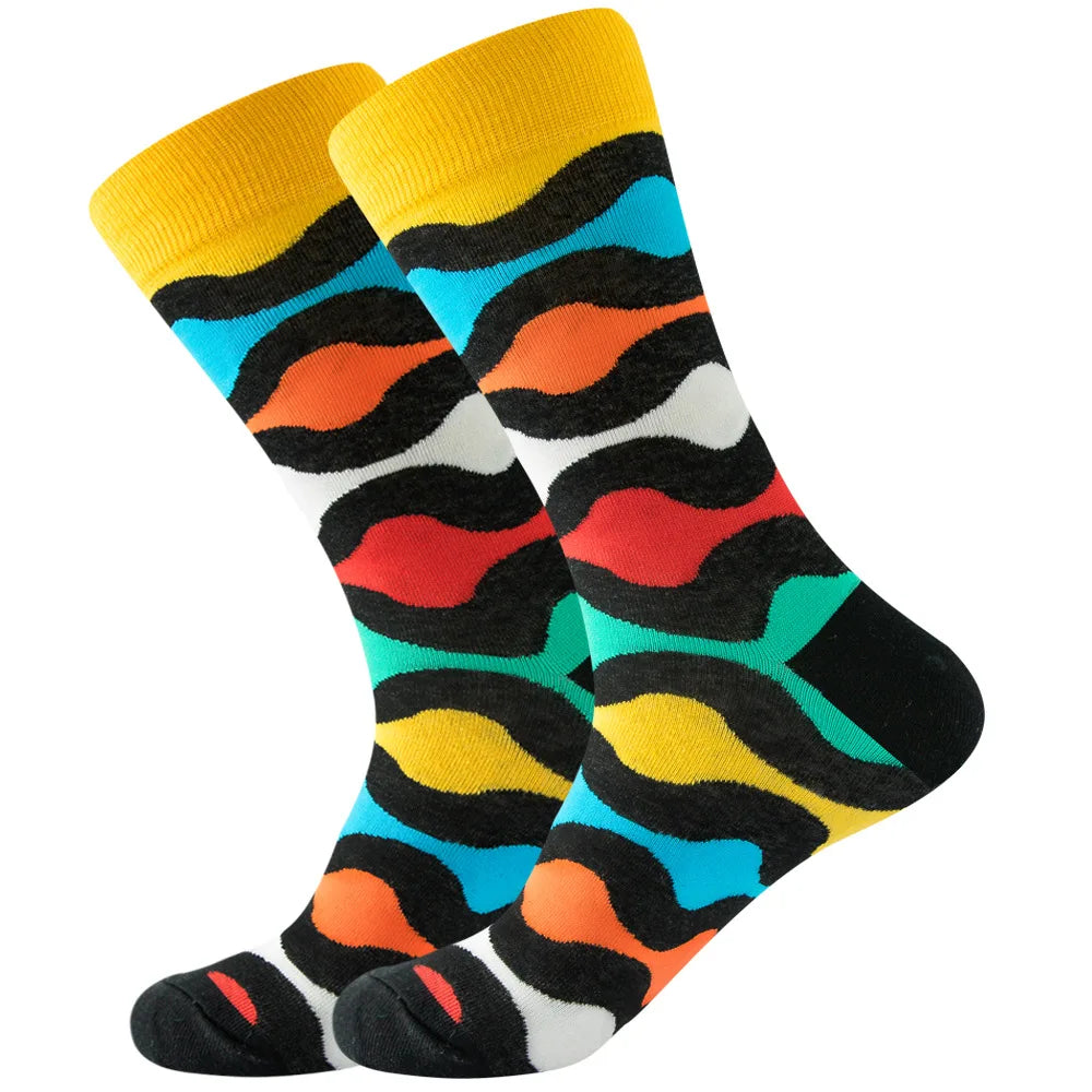 Men's socks original design happy socks animal food astronaut men's socks crew geometric women's socks halloween socks