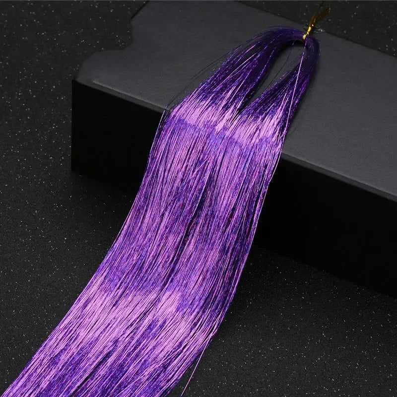 1 Pc Sparkle Tinsel Shiny Hair Tinsel Hair Extensions Dazzles Women Hippie for Braiding Headdress Hair Braiding Tools Long 100cm