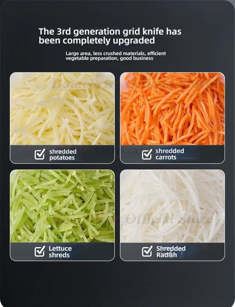 LX Multi-function Vegetable Cutter Fruit Slicer Shredder Cube Cutter 3 Blade Discs Food Processor Oblique and Straight Feed Port