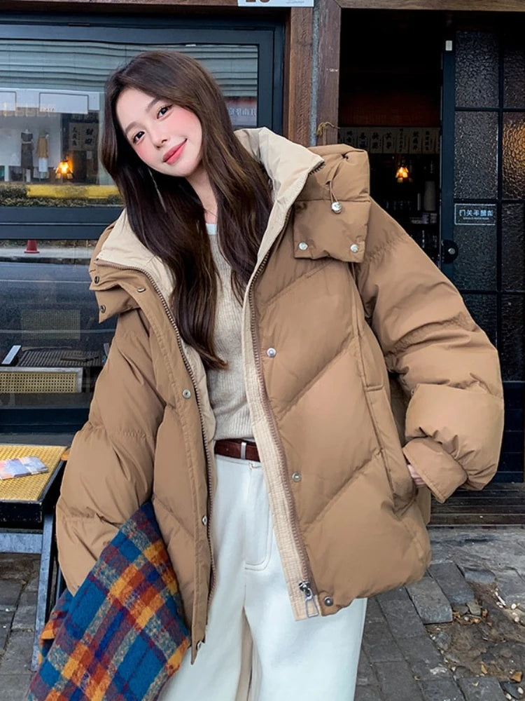 2025 Women Clothing Short Cotton Coat Winter New Style Loose Fit Thickened Petite Cotton Jacket Cold Protection Bread Parkas