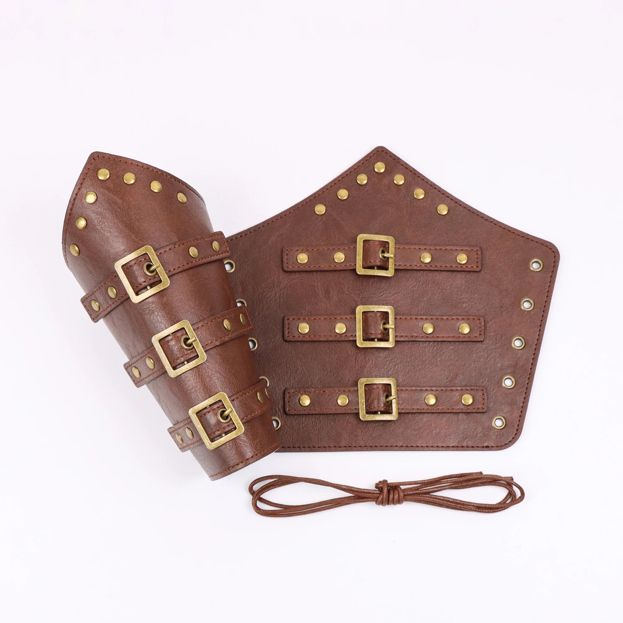2 Pack Faux Leather Wristbands Viking Medieval Arm Guards Wristbands Halloween Accessories