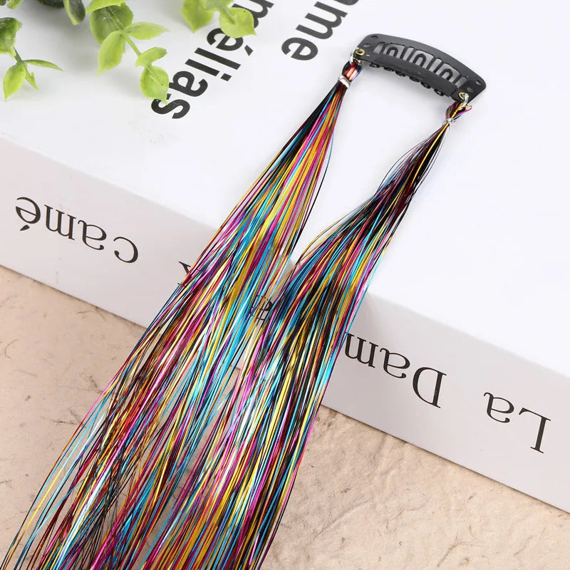 Hair Tinsel Glitter Braids High Temperature Fiber Bling Women's Tinsel Hair Strands In Braiders French Twist Hair Accessories