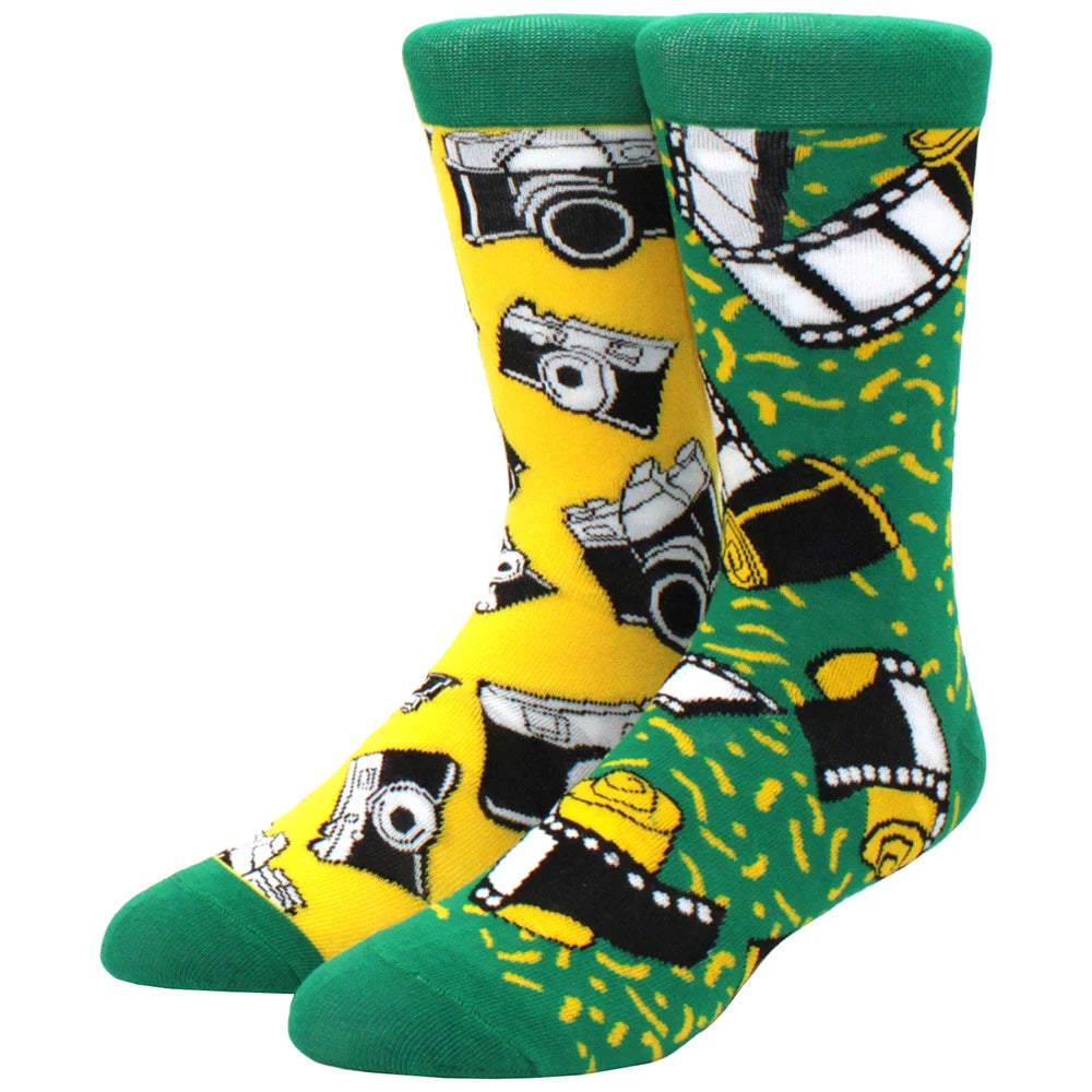 Funny men's and women's socks, cartoons, animals, fruits, beer, patterns, jacquard socks, hip hop skateboard socks