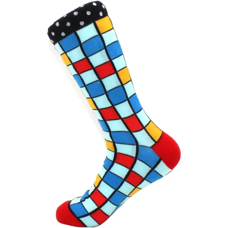 Men's hip hop harajuku socks polka dot alien skateboard checkered animal medium cut funny socks
