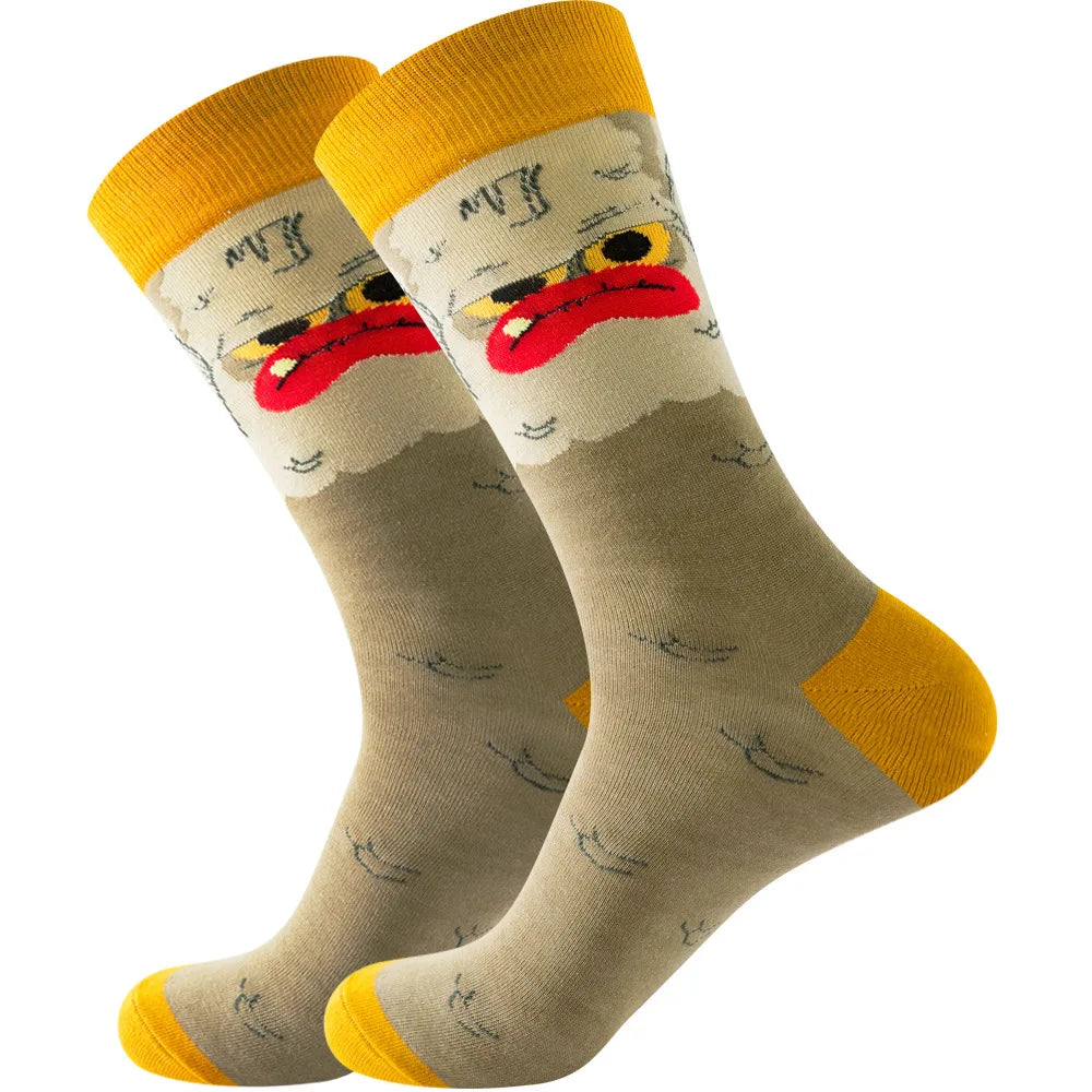 Men's socks original design happy socks animal food astronaut men's socks crew geometric women's socks halloween socks