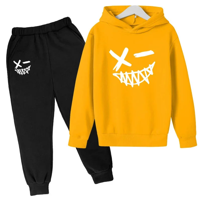 New Children's Hooded Casual Jacket, Boys' and Girls' Branded Clothing for Ages 3-13, Two-piece Set with Top and Pants, Party-ch