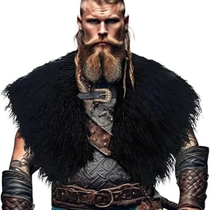 Viking Fur Shawl Medieval Faux Fur Cape Shoulder Renaissance Cosplay Costume