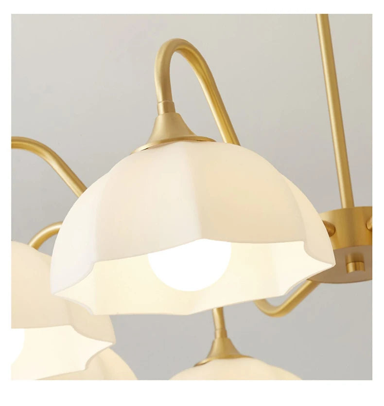 Light Luxury Cream Style Living Room Chandelier Bedroom Dining Room Brass Lamp Attic Lobby Hotel LED Home Lighting Decoration