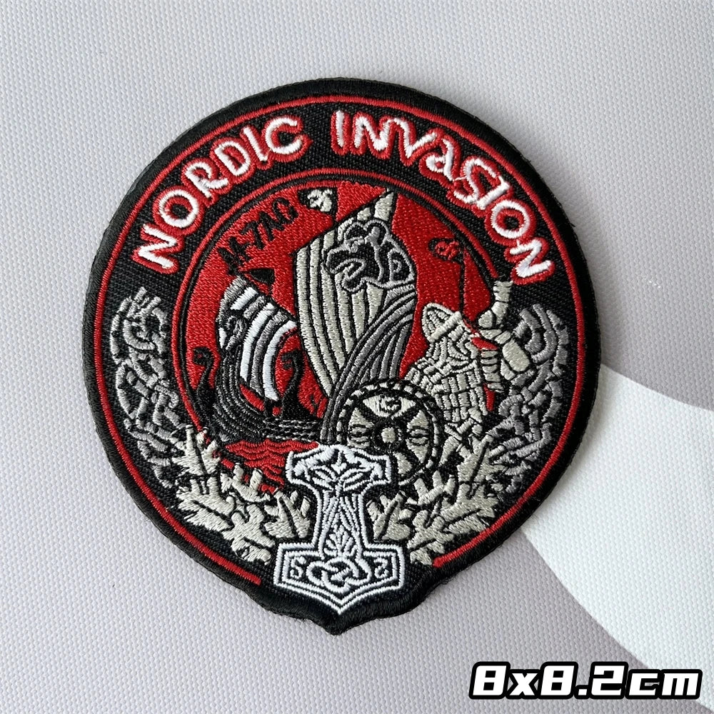 Viking Symbol Tree of Life Axe Embroidered Patches Tactical Morale Badge Backpack Hook and Loop Sticker