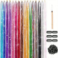 12pcs Synthetic Hair Tinsel Kit Heat Resistant Sparkling Shiny Tinsel Hair Lenth 36/48 inch 12 Colors Tinsel Strands Highlights