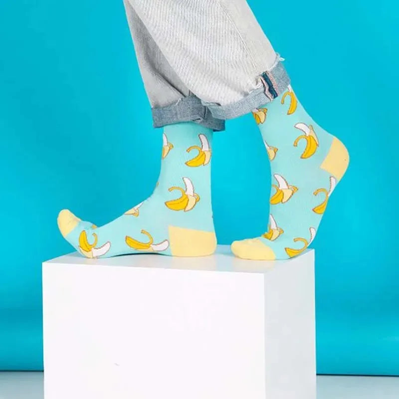 Funny men's and women's socks, cartoons, animals, fruits, beer, patterns, jacquard socks, hip hop skateboard socks