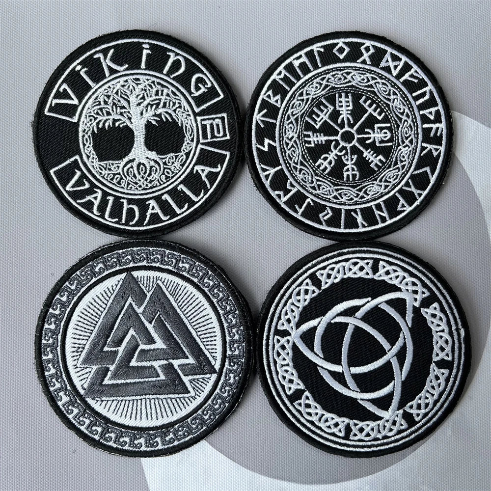 Viking Symbol Tree of Life Axe Embroidered Patches Tactical Morale Badge Backpack Hook and Loop Sticker