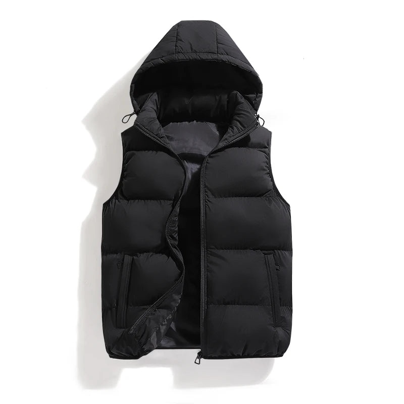 Mens Vest Jacket Warm Sleeveless Jackets Winter Waterproof Zipper Coat Autumn Stand-up Collar Casual Waistcoat Brand Clothing