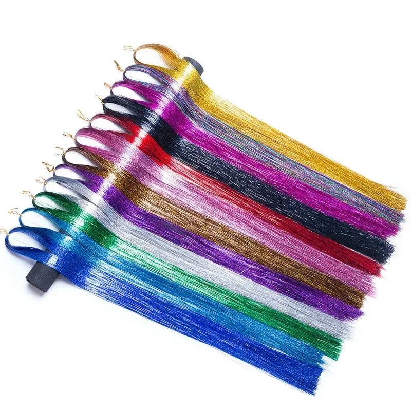 1 Pc Sparkle Tinsel Shiny Hair Tinsel Hair Extensions Dazzles Women Hippie for Braiding Headdress Hair Braiding Tools Long 100cm
