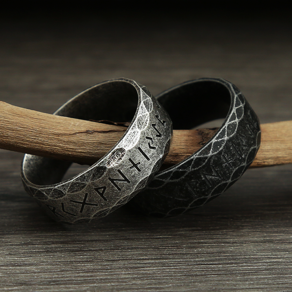 Vintage Vikings Rune Ring for Men Women 316L Stainless Steel Fashion Nordic Amulet Rings Simple Amulet Jewelry Gift Dropshipping