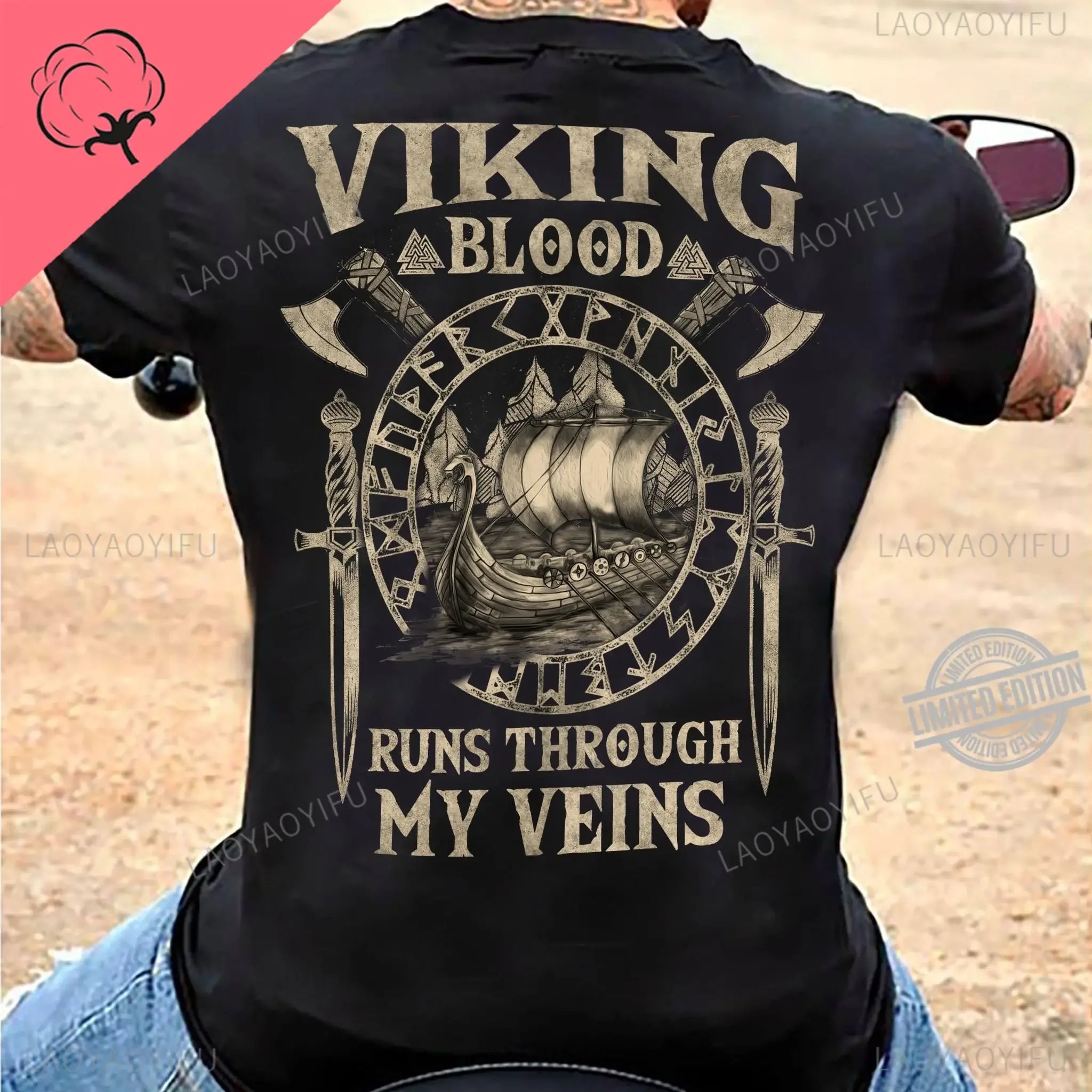Viking Blood High Quality 100% Cotton T Shirt Men Short Sleeve Viking Legend T-Shirt Retro Classic Tee Shirt Valhalla Odin Tops