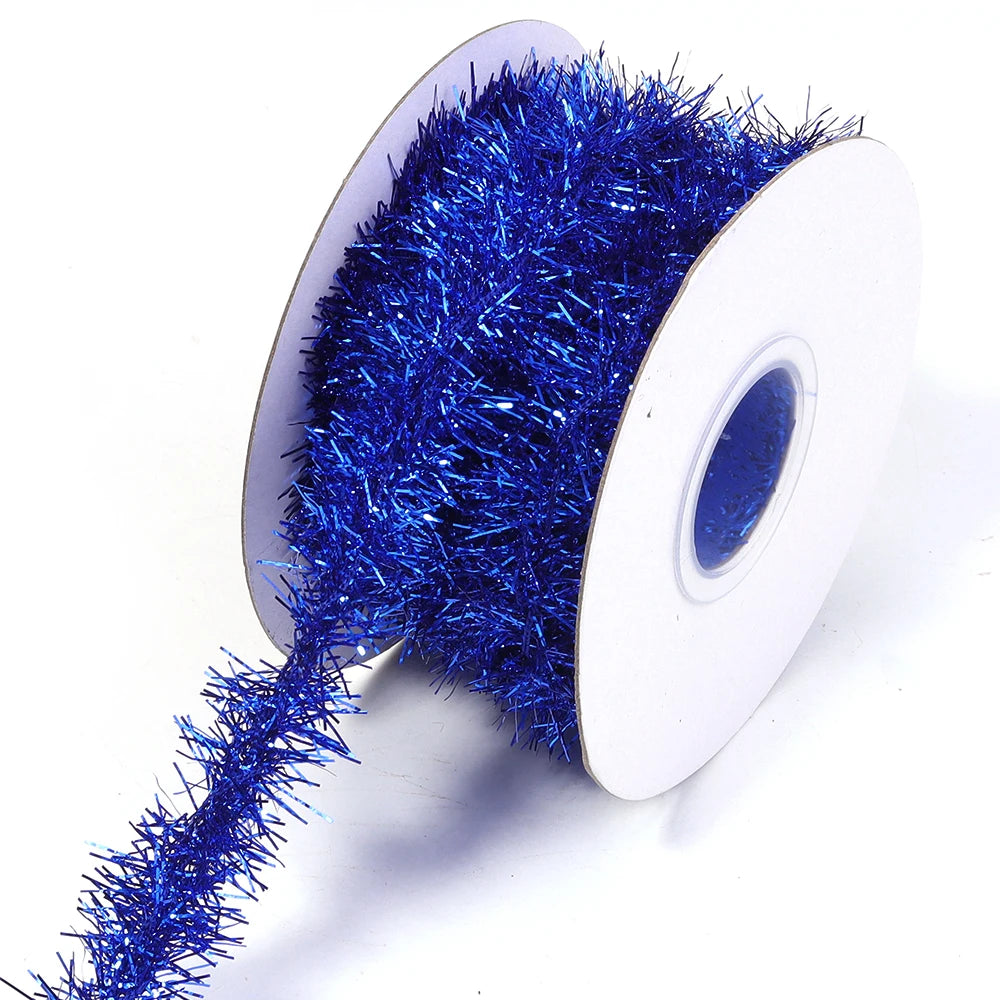 10Yards Gold Silver Wire Garland Tinsel Hanging Rattan Christmas Tree Decoration Xmas Wedding Birthday Party Colorful Ribbon