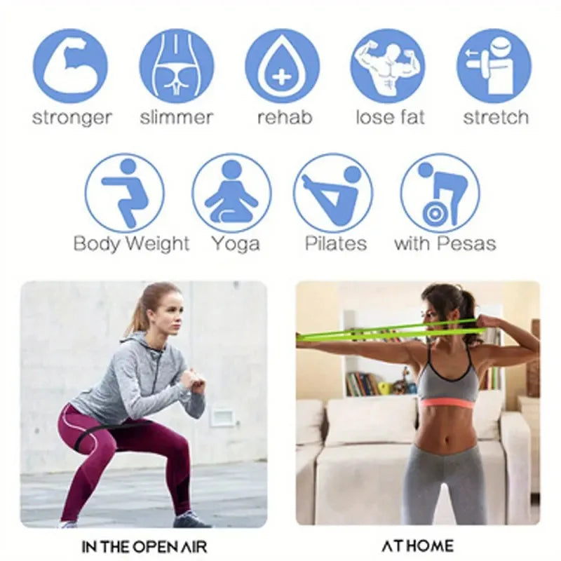 Yoga Sport Exercise Elastic Fitness Bands Ideal For Home 5 Different Levels Resistance Bands Pilates Crossfit Workout Equipment