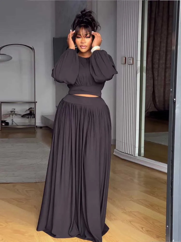 Female Clothing Autumn 2-piece Sets for Women Long Sleeve Top and Long Skirt Set Ladies Casual Dress Set Wholesale Dropshipping
