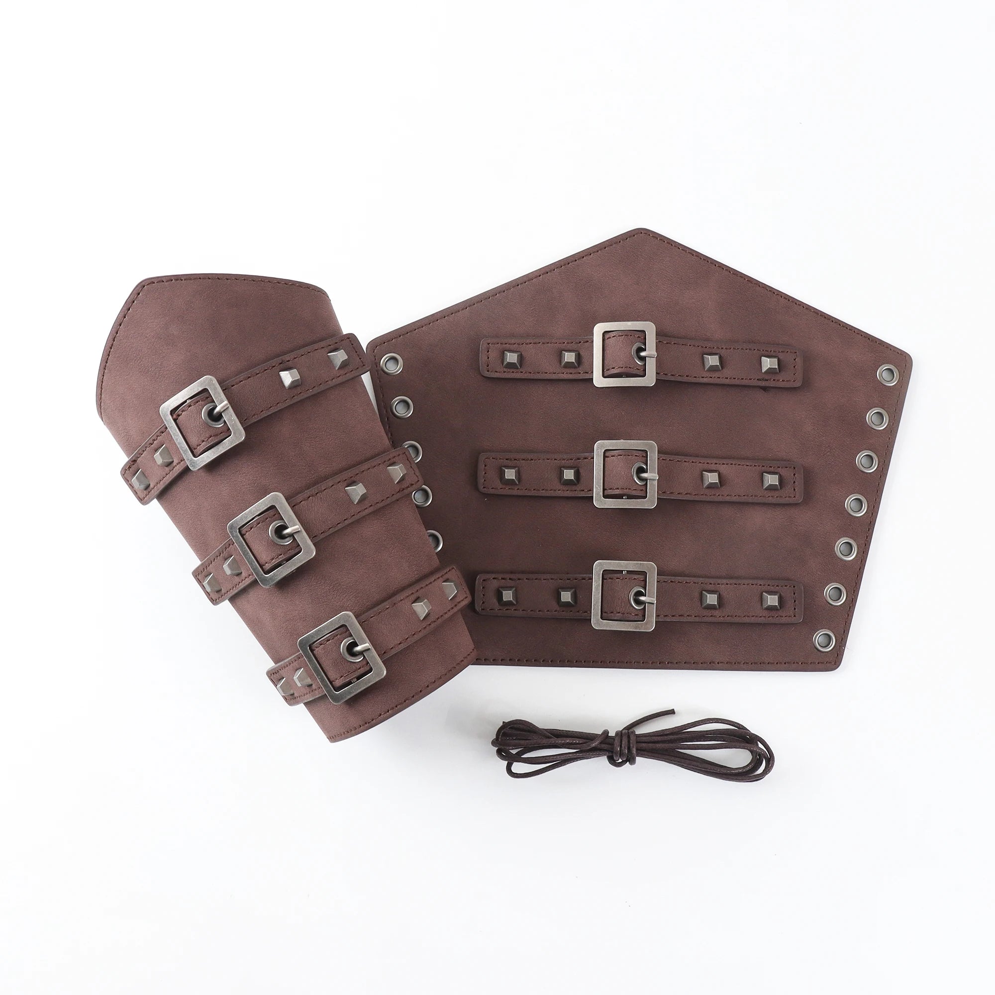 2 Pack Faux Leather Wristbands Viking Medieval Arm Guards Wristbands Halloween Accessories