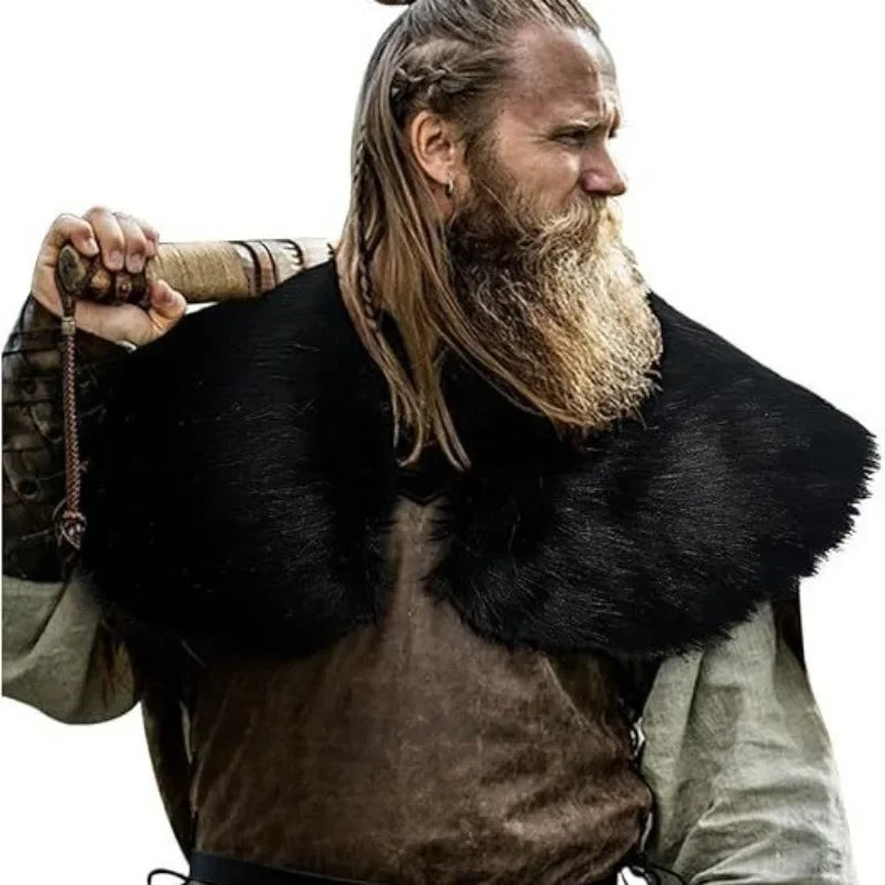 Viking Fur Shawl Medieval Faux Fur Cape Shoulder Renaissance Cosplay Costume