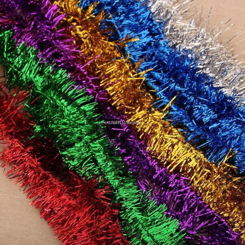 180cm Christmas Tinsel Ribbon Garland Gold Silver Color Decorative Tinsel Strips Home Wedding Birthday Party Wall Door Decor