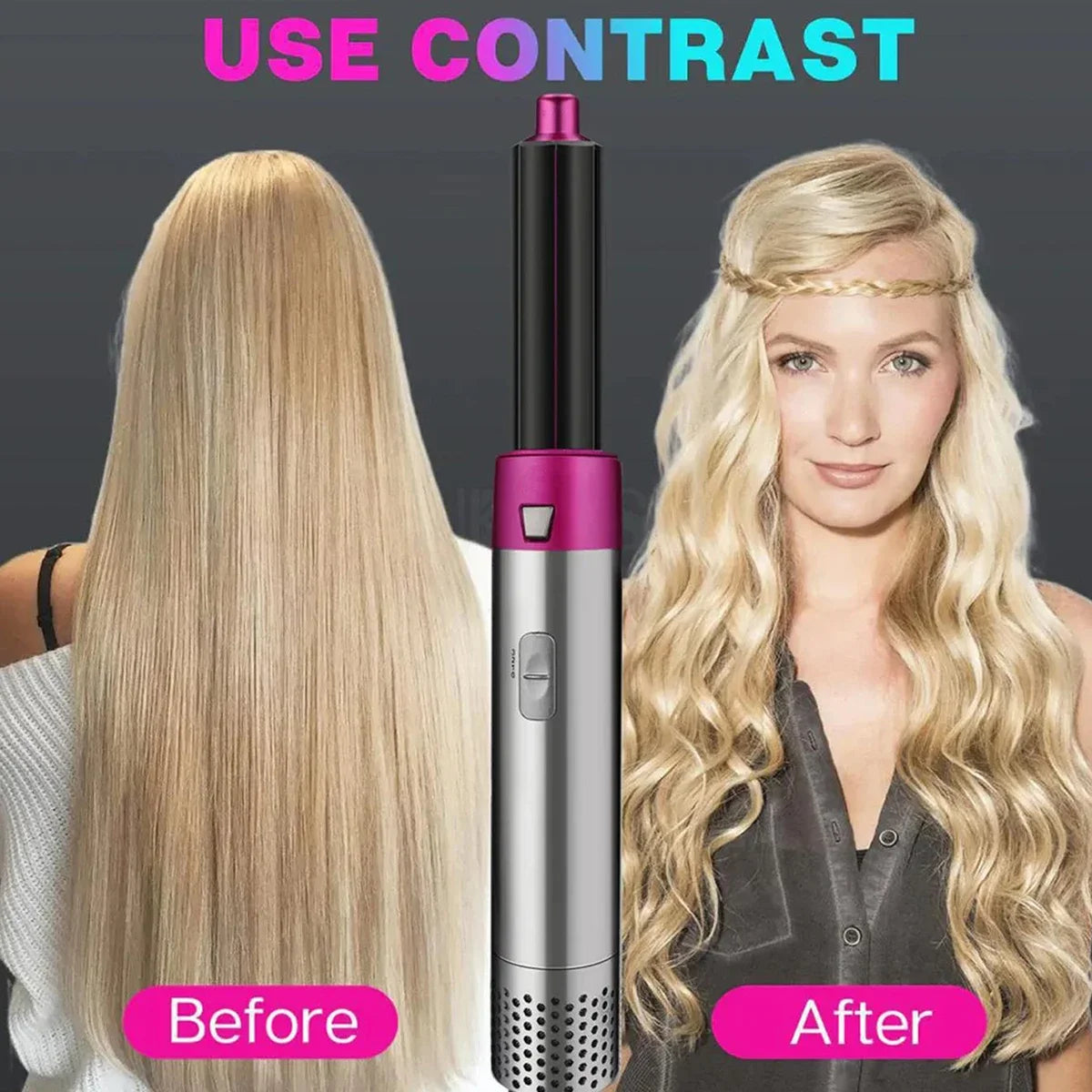 Hot Air Brush 5 in 1 Hair Dryer Brush Negative Ionic Detachable Hair Dryer  Styler Air Culer Wand Hair Straightener Brush Blow